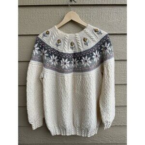 VTG Dale Of Norway Unique Cream Embroidered Wool Sweater Cottagecore Women’s M